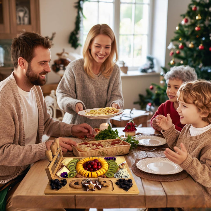 Käsebrett Set mit Käsewerkzeugen – Personalisiert Käsebrett Geschenkset, Herz-Design Bambus Servierp