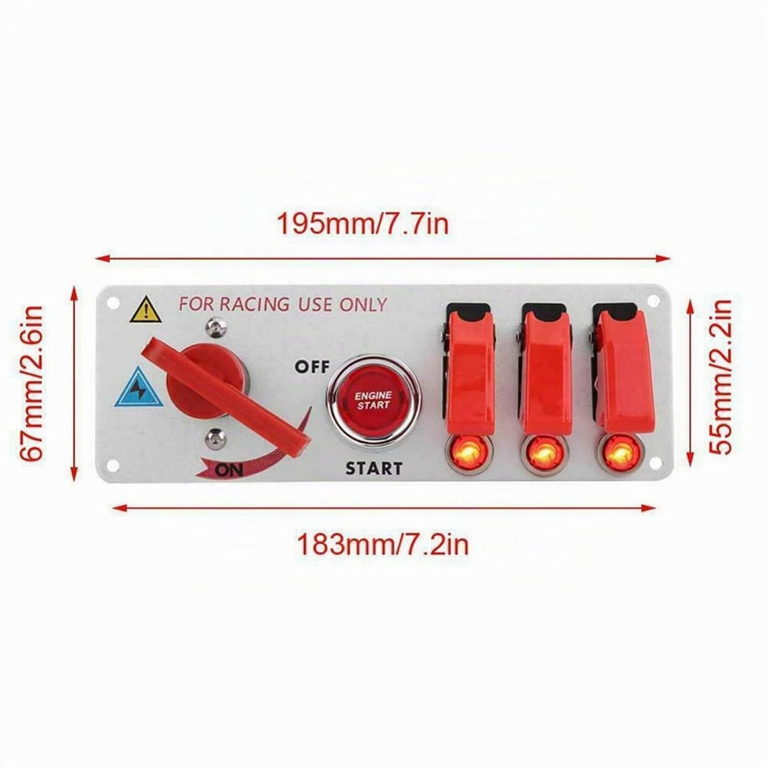 Geloo Zündschalter Panel 12V Racing Car Engine Start Push Button Switch Panel Carbon Fiber LED Toggl