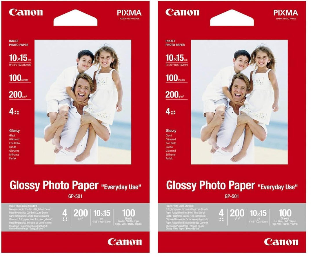 Canon Fotopapier GP-501 glänzend weiss - 10x15cm 100 Blatt für Tintenstrahldrucker - PIXMA Drucker (