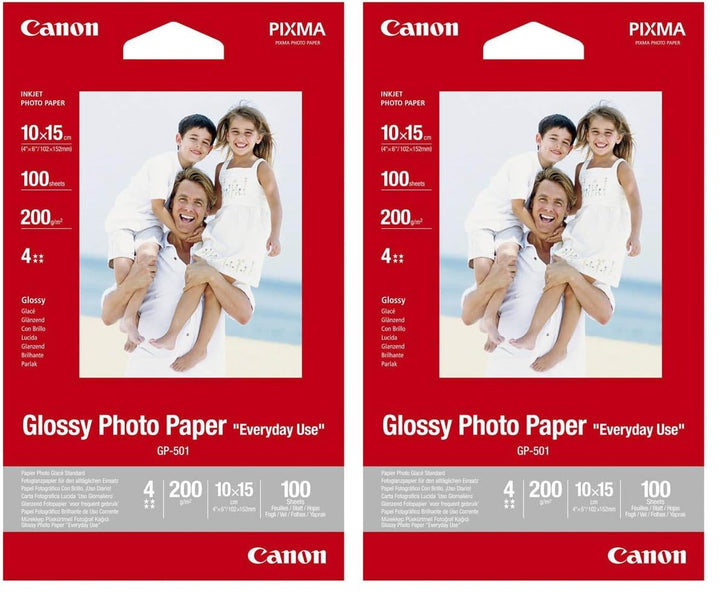 Canon Fotopapier GP-501 glänzend weiss - 10x15cm 100 Blatt für Tintenstrahldrucker - PIXMA Drucker (