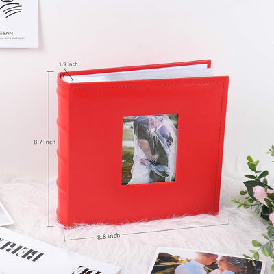 RECUTMS Fotoalbum, 15,2 x 10,2 cm, für 200 Fotos, Premium-Lederalbum, zum Einschieben, Hochzeitsalbu