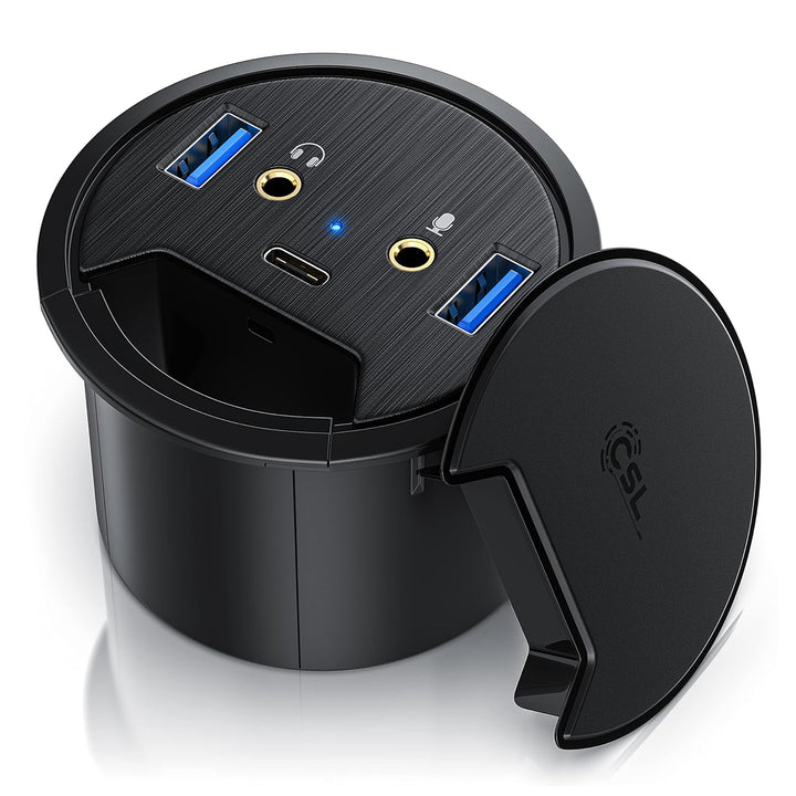 CSL - USB 3.0 In-Desk USB Hub - Tisch Kabeldurchführung - Tischkabeldose - 2 x USB 3.2 – 1 x USB C 3