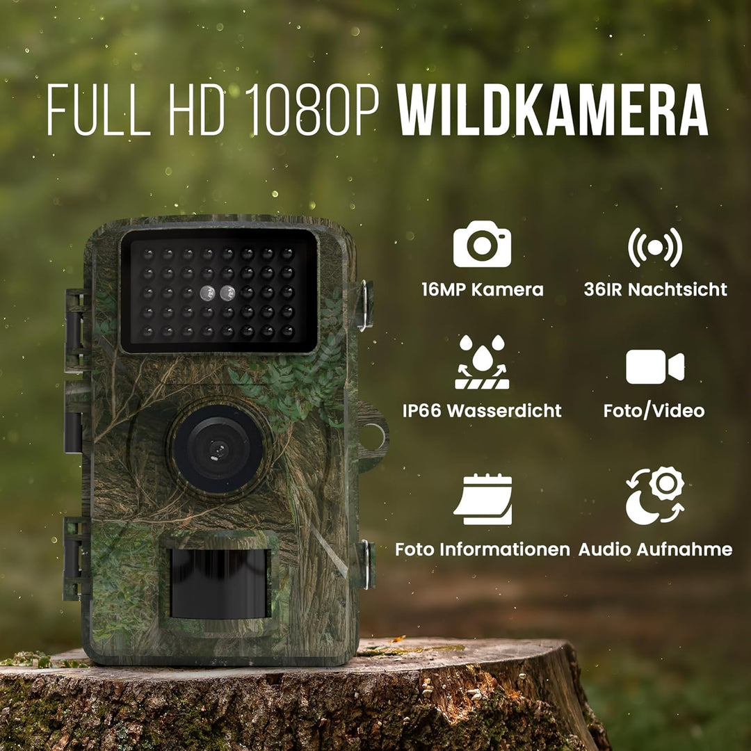 Strex Wildkamera mit Nachtsicht – 16MP 1080P Full HD – Wasserfest – Jagdkamera – Wildtierkamera