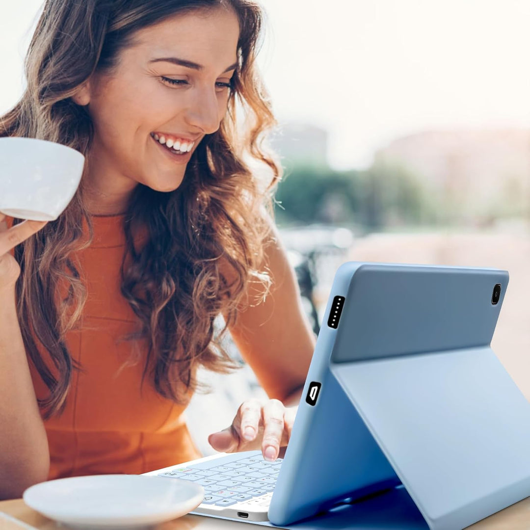 Tastaturhülle für Samsung Galaxy Tab S6 Lite 10,4 Zoll 2024/2022/2020, französisches AZERTY, magneti