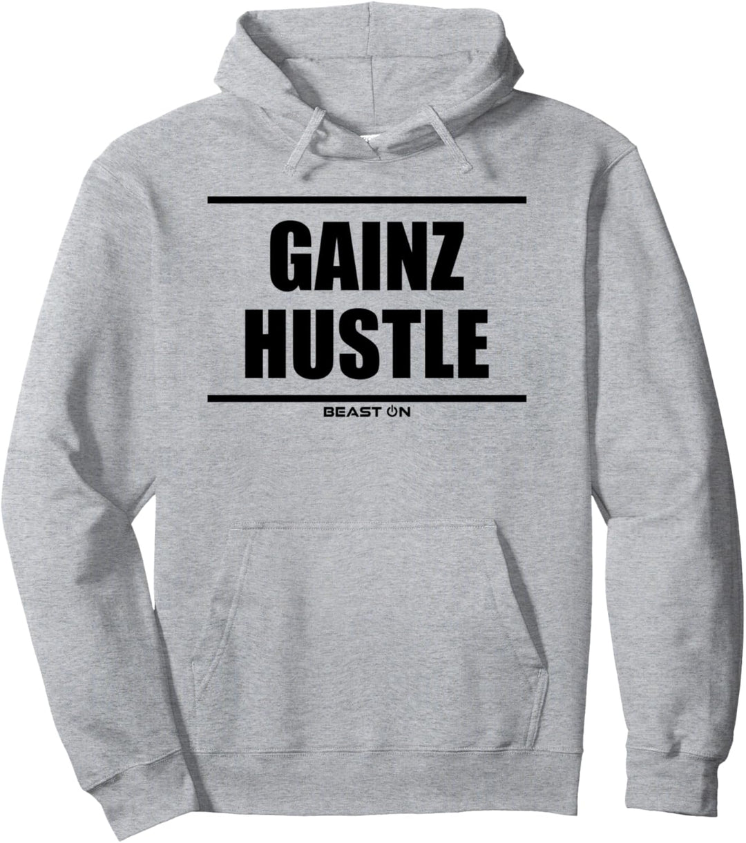Gainz Hustle Beast On Fitness Spruch Gym Motivation Workout Pullover Hoodie