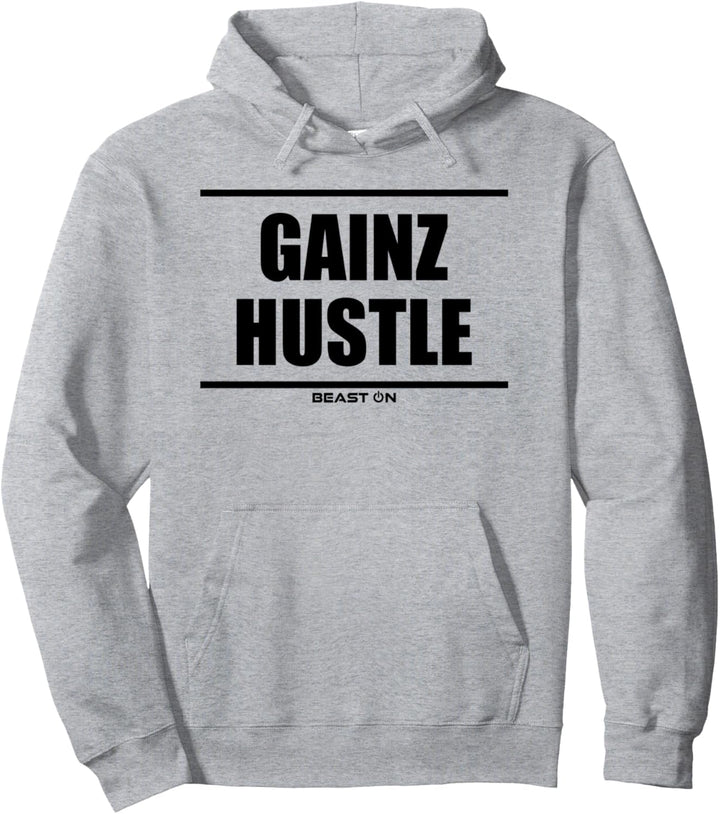 Gainz Hustle Beast On Fitness Spruch Gym Motivation Workout Pullover Hoodie