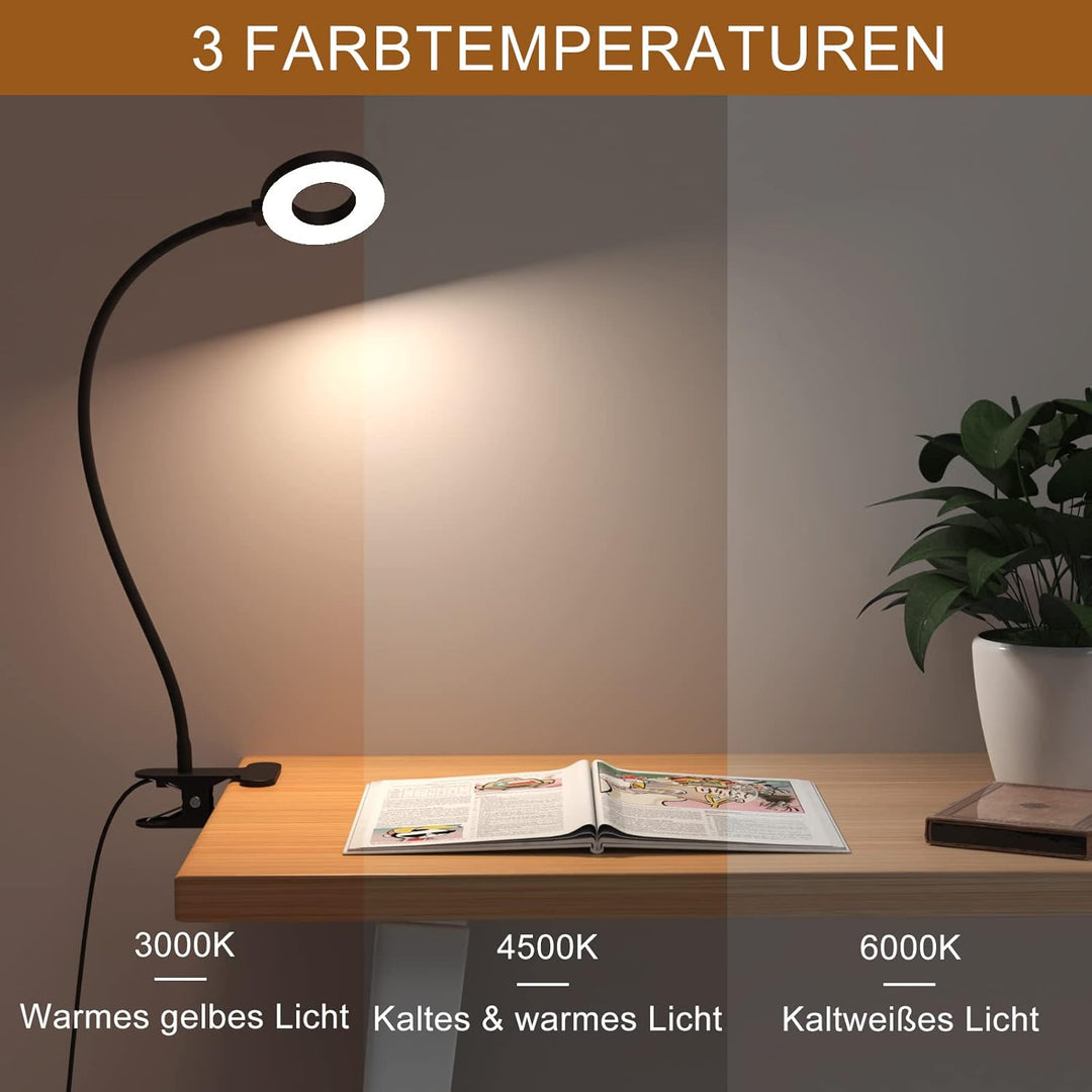 iZELL 23 LED Leselampe Bett Dimmbar -【3 Modi & 10 Helligkeitsstufen】 Augenschutz Klemmlampe mit 70cm