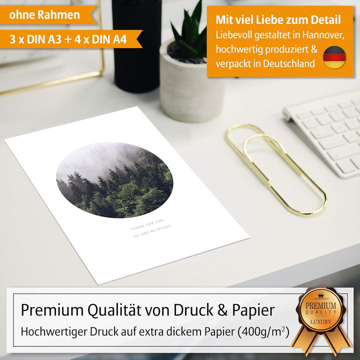 Hyggelig Home Premium Poster Set - 7 passende Bilder im stilvollen Set - Collage Bild Wand Deko - Se