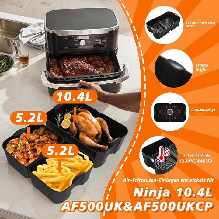 28 Stück Silikonform Heissluftfritteuse für Ninja Foodi Flexdrawer 10,4 l AF500EU, COSORI Heissluftf