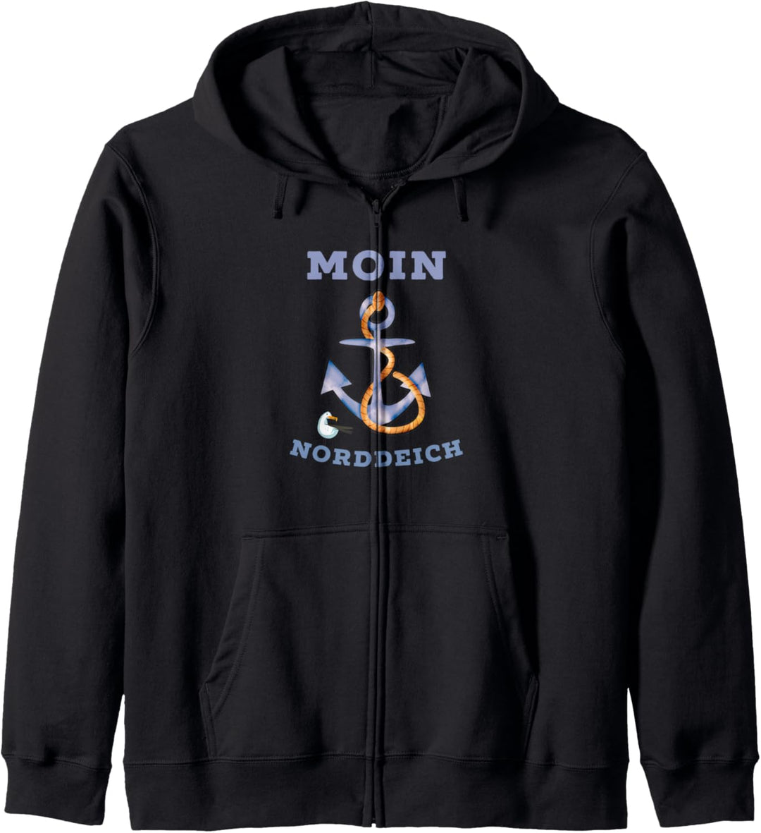 Moin Norddeich cooles Nordseeküsten Design Seemöwe und Anker Kapuzenjacke