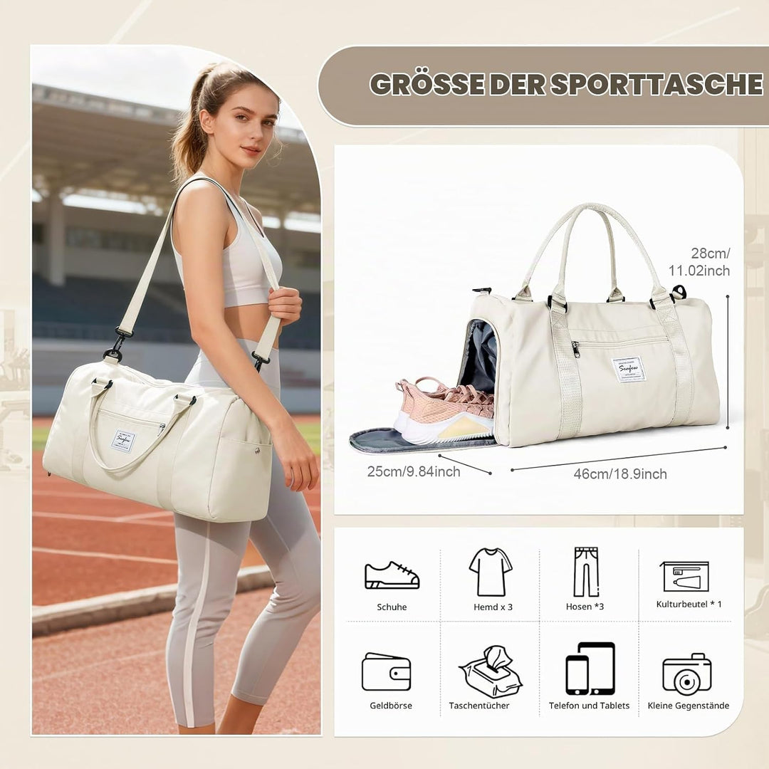Sport Duffel Bag Damen Herren Sporttasche mit Schuhfach &amp; Nassfach Reisetasche Handgepäck Tasche Spo