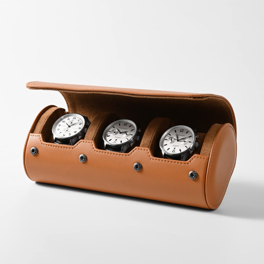 Oirlv Luxus PU Leder 3 Schlitze Uhrenrolle Uhrenbox Für Geschenkbox Weihnachten Jubiläum Geburtstag(