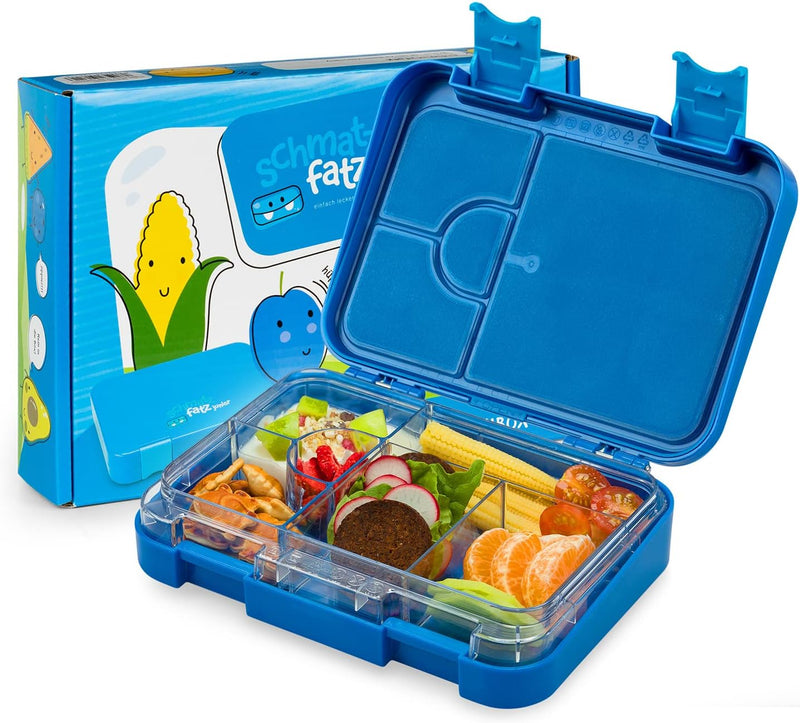 schmatzfatz Junior Brotdose Kinder mit Fächern, BPA Frei Lunchbox Kinder, Bento Box Kinder, Brotbox