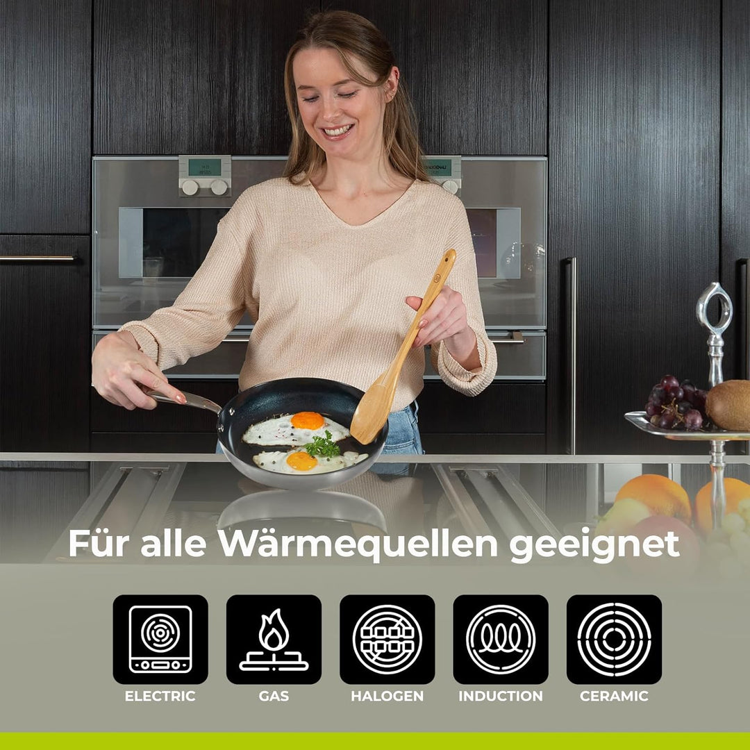 Be Living Edelstahl Pfannenset 2-teilig, Bratpfanne 24 & 28 cm, Non Stick Keramik Antihaftbeschichtu