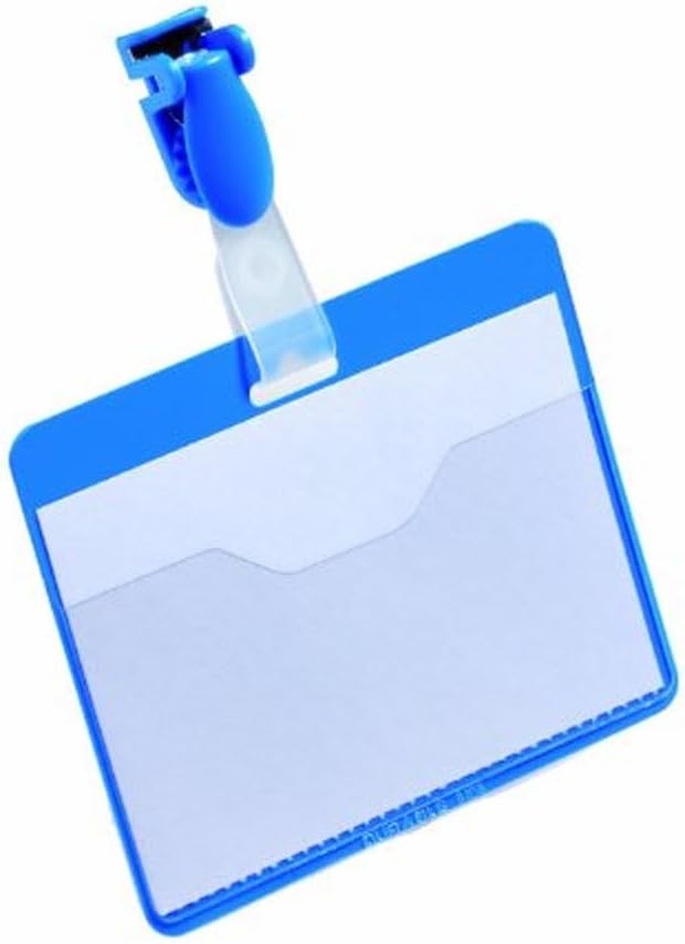 Durable Namensschild (mit Clip, 60 x 90 mm, Kunststoff) Packung à 25 Stück, blau, 810606, Blau
