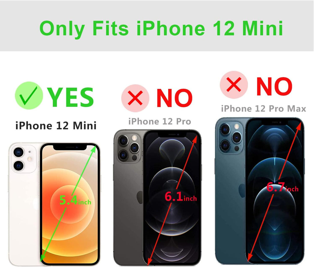 LENSUN Echtleder Hülle für iPhone 12 Mini, Handyhülle [Echtes Leder][Magnetverschluss][RFID Schutz]