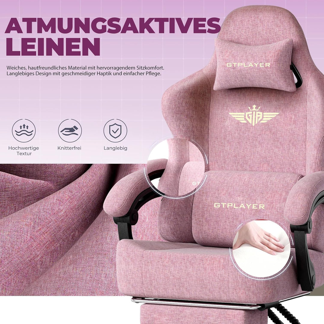 GTPLAYER Gaming Stuhl, Atmungsaktiver Bürostuhl, bürostuhl ergonomisch, Hochwertiger - Stoff, Ergono