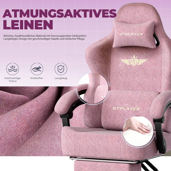 GTPLAYER Gaming Stuhl, Atmungsaktiver Bürostuhl, bürostuhl ergonomisch, Hochwertiger - Stoff, Ergono