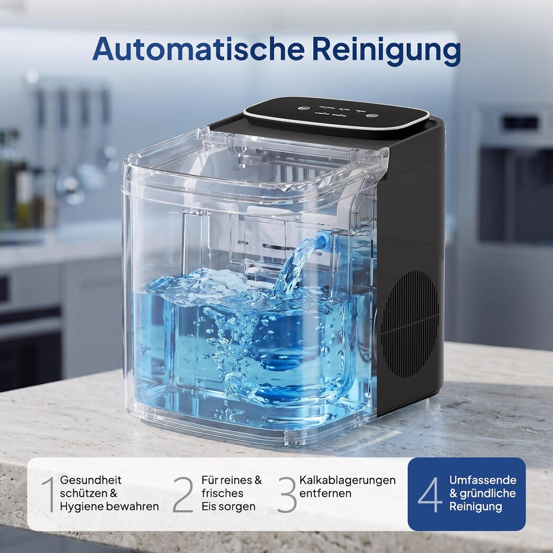 ROVSUN Eiswürfelmaschine Selbstreinigend 12 kg/24 h, 9 Kegeleis in 6-10 Minuten, Eiswürfelbereiter m