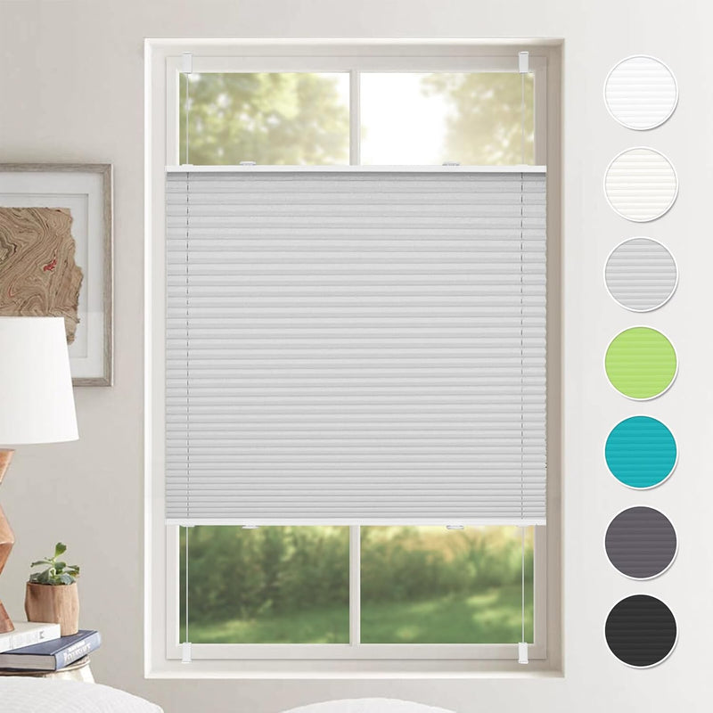 Plissee ohne Bohren Plissees Klemmfix Grau 120x130cm(BxH) Jalousie Plisseerollo Blickdicht Fensterro