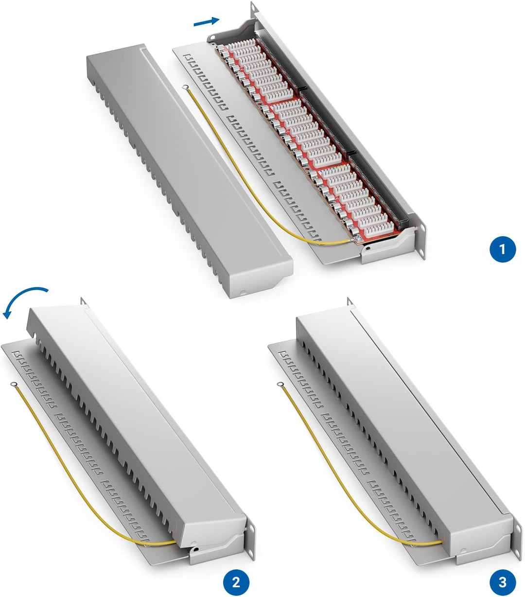 deleyCON CAT 6a Patchpanel Verteilerfeld 24 Port - Desktop 19" Zoll Rackeinbau Servermontage RJ45 Ge
