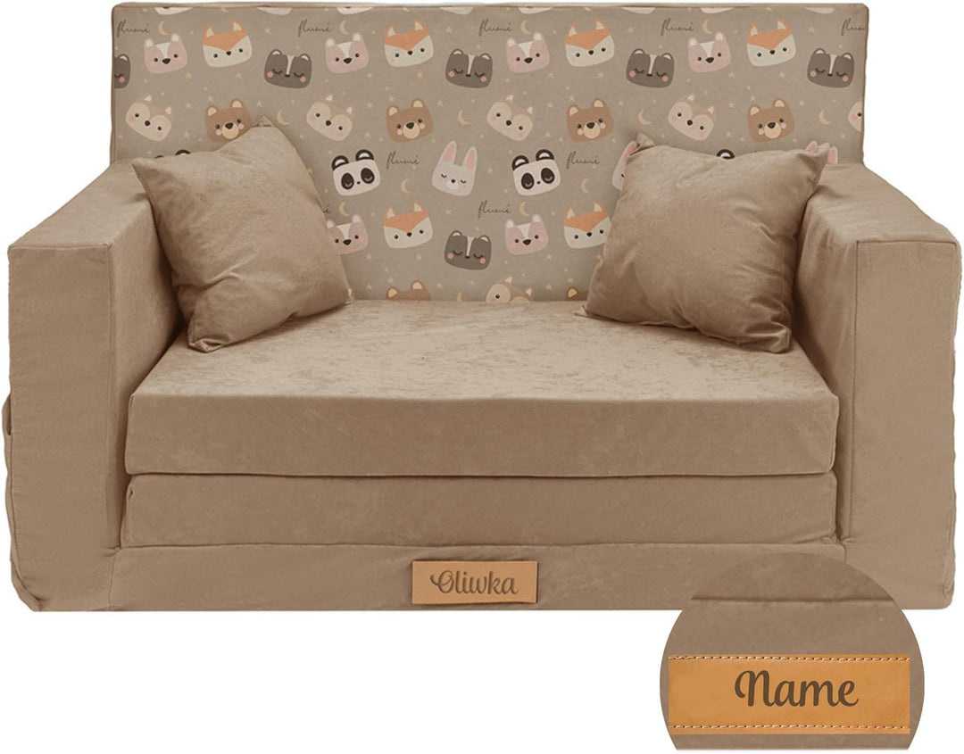 Flumi Personalisierte Kindercouch Kinder Sessel Sofa Schlafsofa jugendzimmer mit Gravur KINDERNAME S