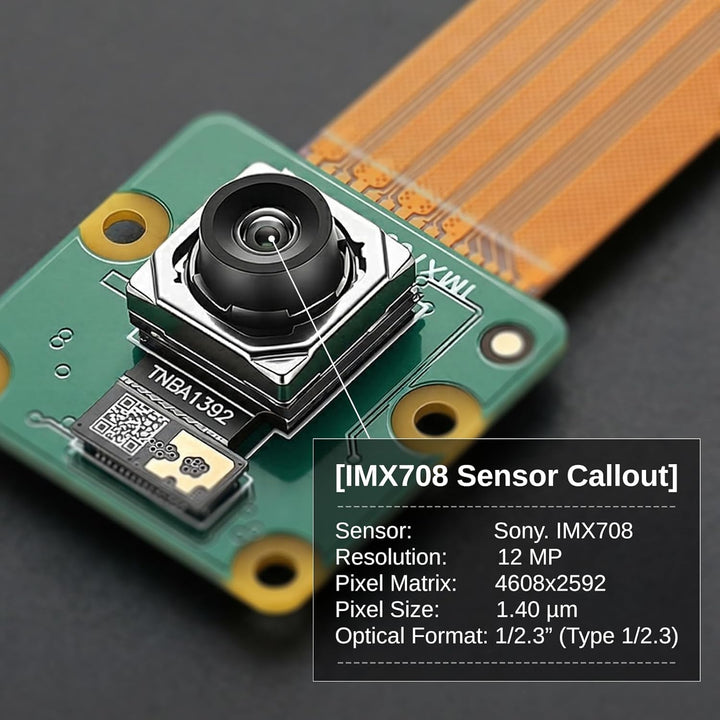 sainsmart for Raspberry Pi Camera Module 3, 12MP IMX708, 120° (D) Wide FOV, PD Autofocus, HDR, RAW10