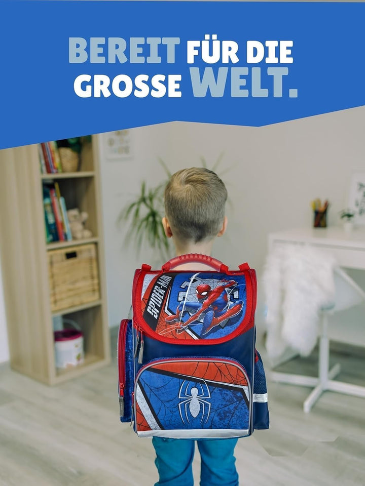 Schulranzen-Set Marvel Spiderman 16 TLG. mit Federmappe, Dose, Flasche, Sporttasche, grosse Schultüt