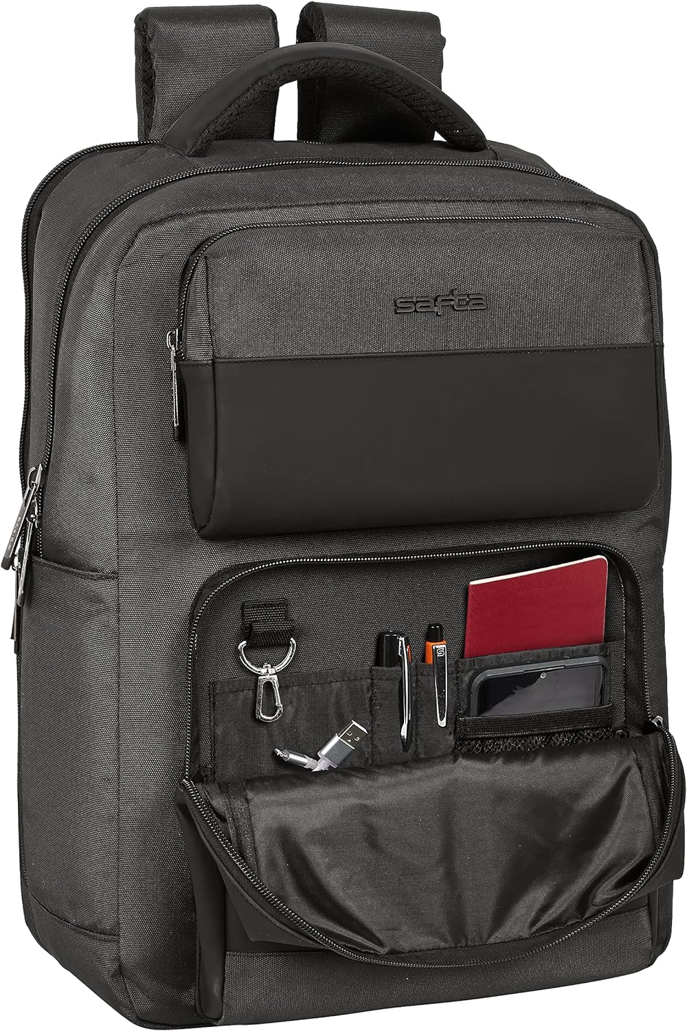 safta Unisex Kinder, 15,6 Zoll und USB Business Grey Rucksack mit 2 Taschen, 31 x 44 x 13 cm, bunt,