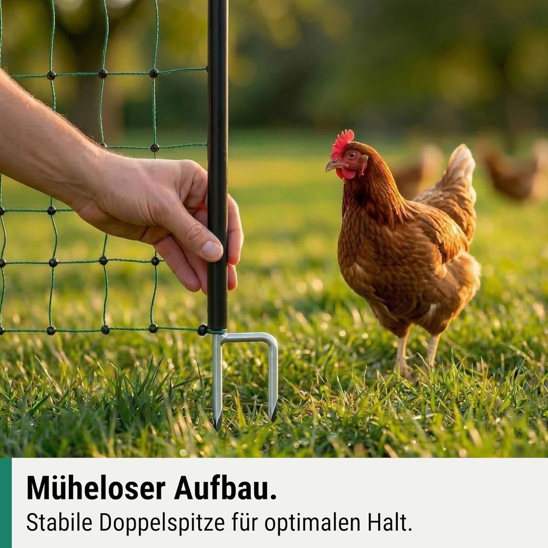 Agrarzone® Mobiler Hühnerzaun Geflügelzaun mit Strom [Grün - 25m x 106cm] - Weidezaun für Hühner mit