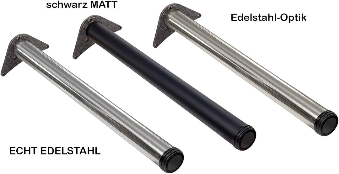 Stahlia 4 x Tischfuss Ø60 mm SCHWARZ MATT Tischbeine Möbelfuss |Höhe 710 mm|höhenverstellbar + 30 mm