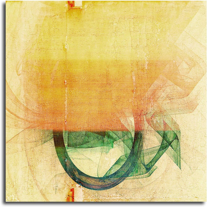 Paul Sinus Art Abstrakte Kunst auf Leinwand gelb grün rot beige Abstrakt192- dekorativer Einteiler W