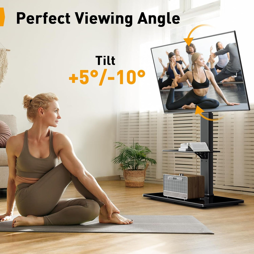 PERLEGEAR TV Ständer TV Bodenständer für 30-70 Zoll Flach & Curved Fernseher bis zu 50 KG mit Neigun