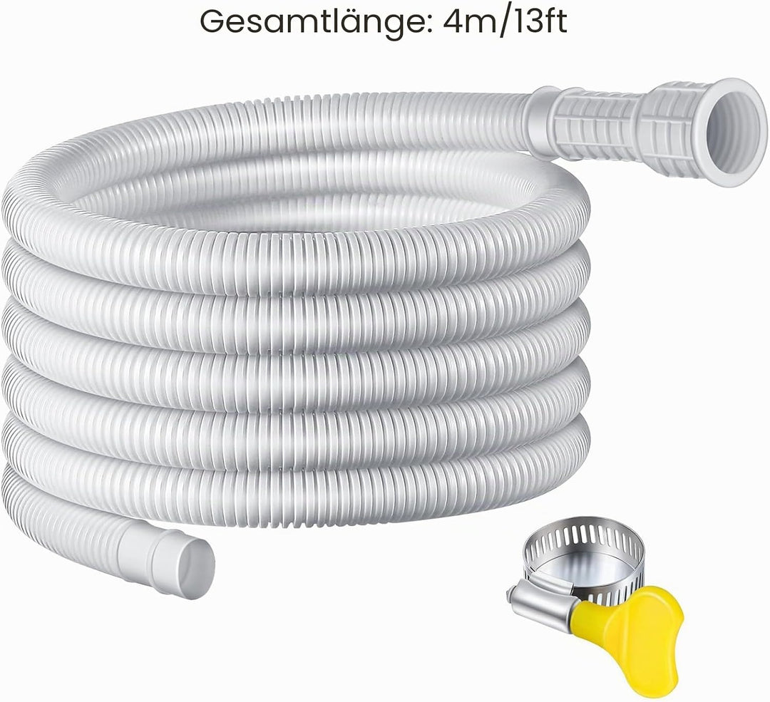 Flexibler Ablaufschlauch für Klimaanlage und Luftentfeuchter – 4 m mit Adapterklemme aus Gummi, zusc