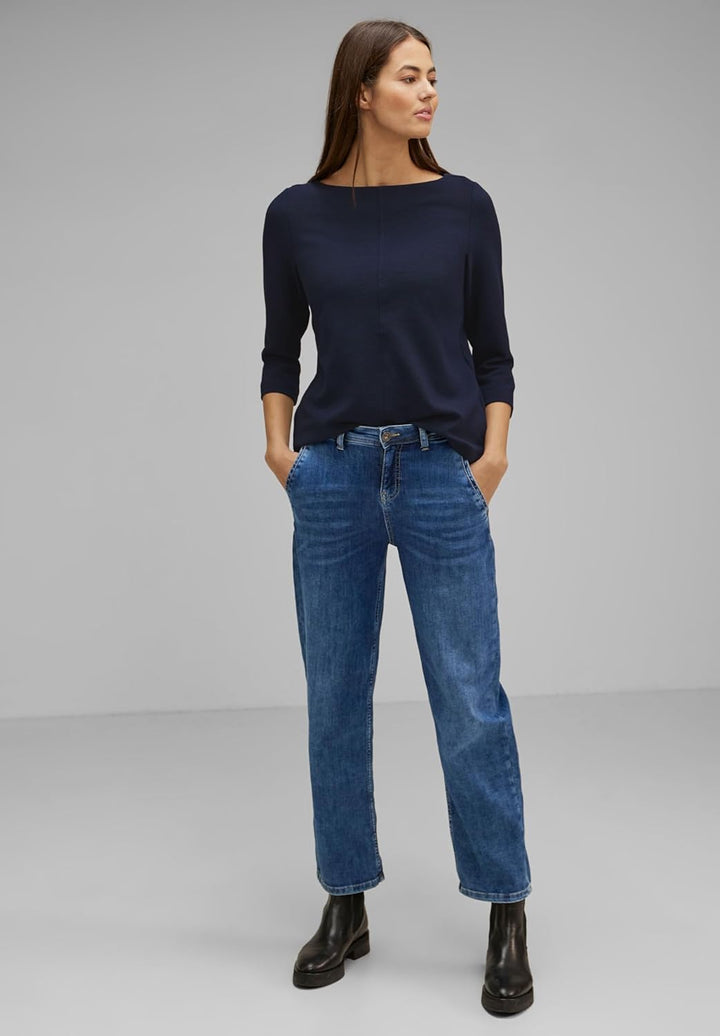 Street One Damen T-Shirt 3/4 Arm 34 Deep Blue, 34 Deep Blue