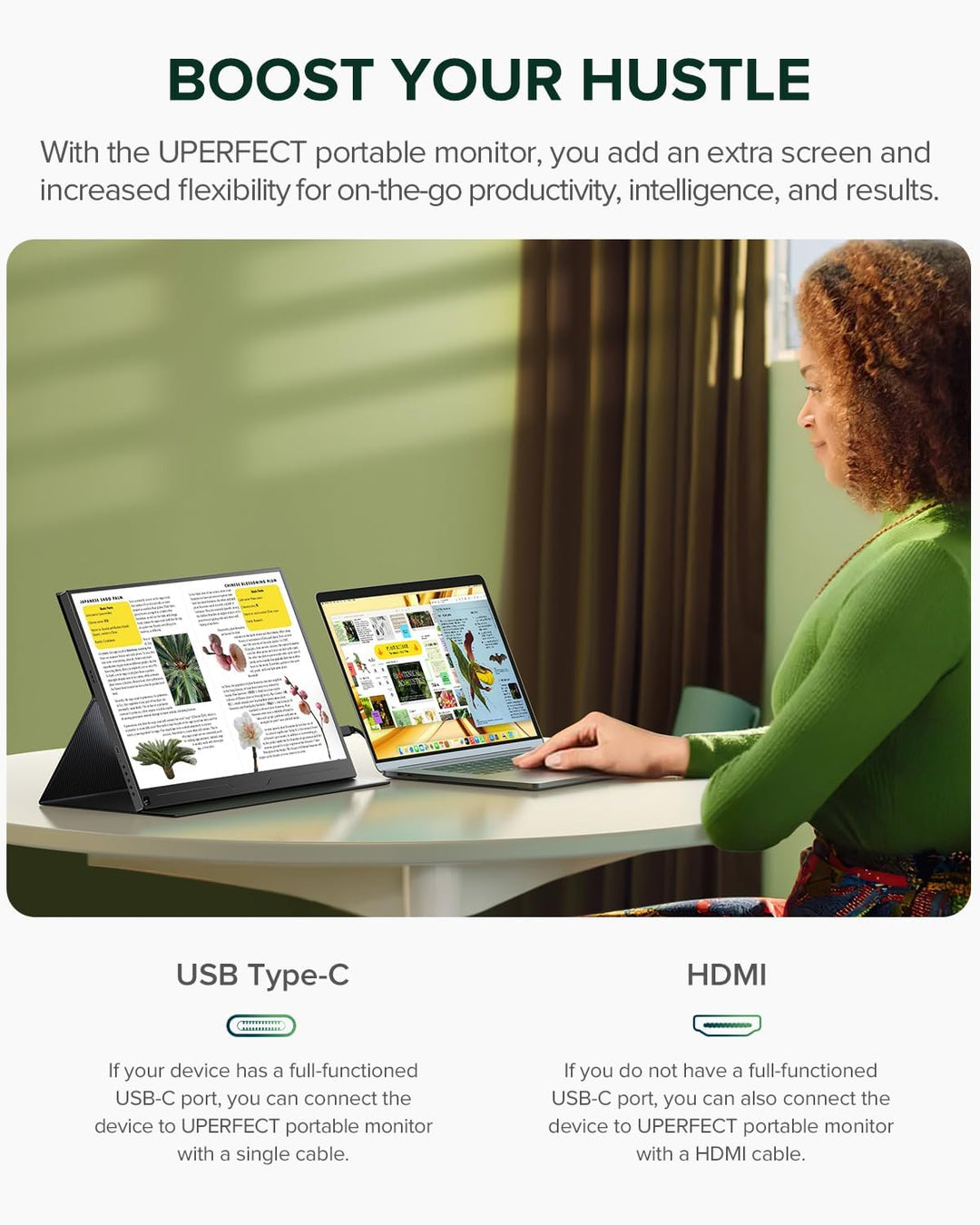 UPERFECT Portable Monitor 2K 16 Zoll Tragbarer Monitor Mobiler Display mit 2560 * 1600 1500:1 Hohes