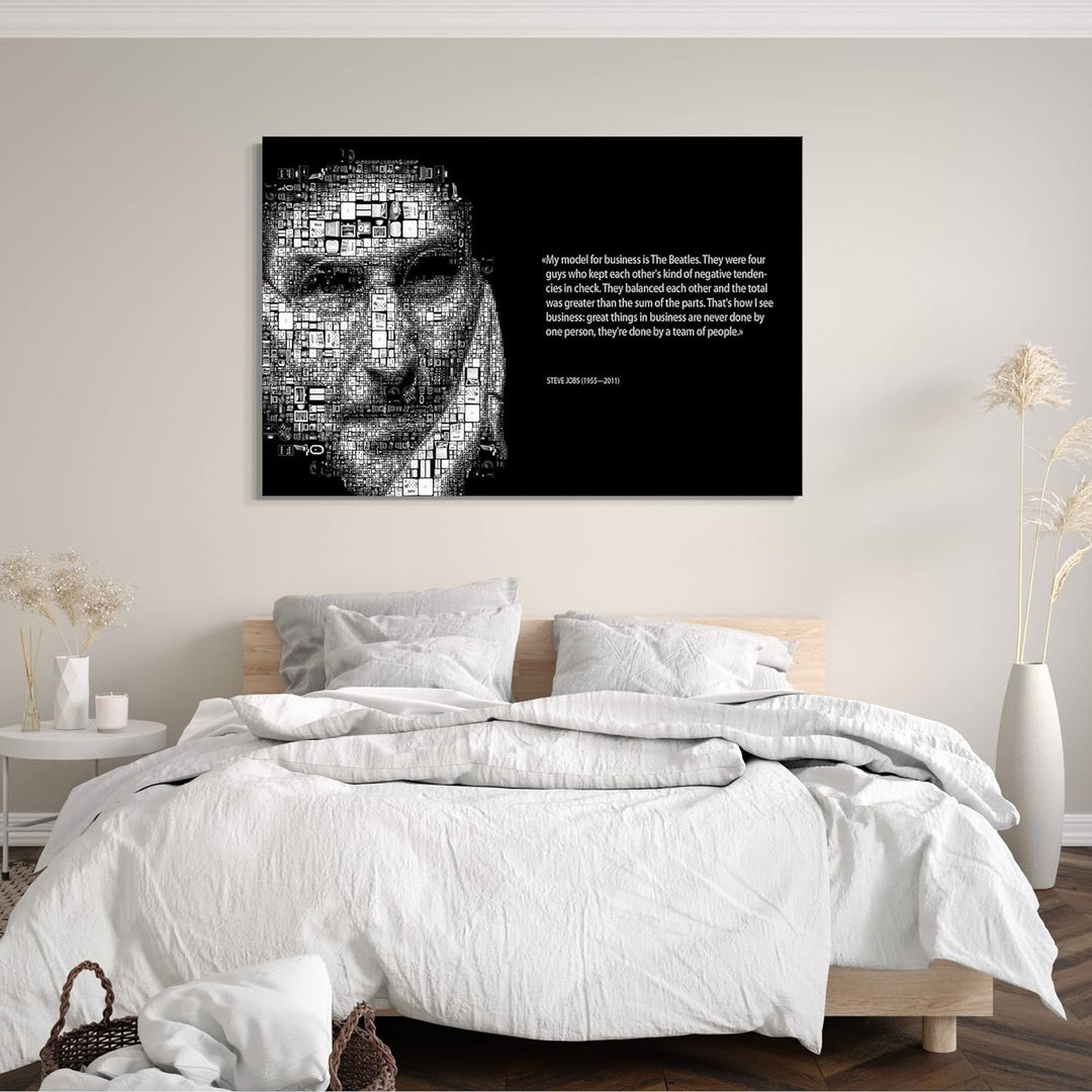 Printed Paintings Leinwand (80x60cm): Steve Jobs Spruch motivierend, Team-Work Zusammenarbeit ERF 80