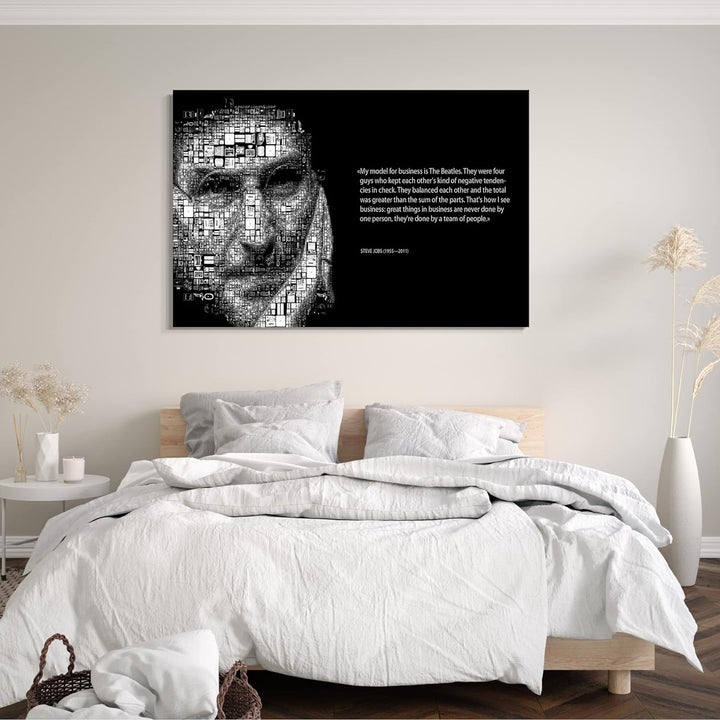 Printed Paintings Leinwand (80x60cm): Steve Jobs Spruch motivierend, Team-Work Zusammenarbeit ERF 80