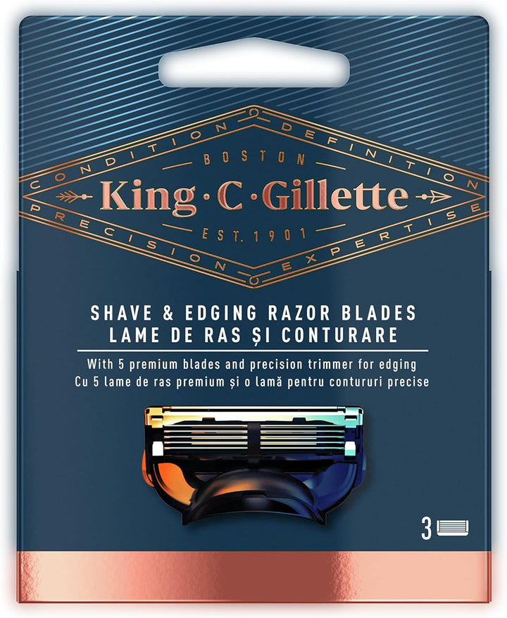 King C. Gillette Klingen für Rasierer und Trimmer für Männer, 3 Stück, Klingen Perfekt Markieren Kon