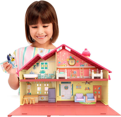 Bluey Familienhaus-Spielset inklusive 6 cm Bluey-Figur - offizieller Bluey-Sammelartikel Einzelbett
