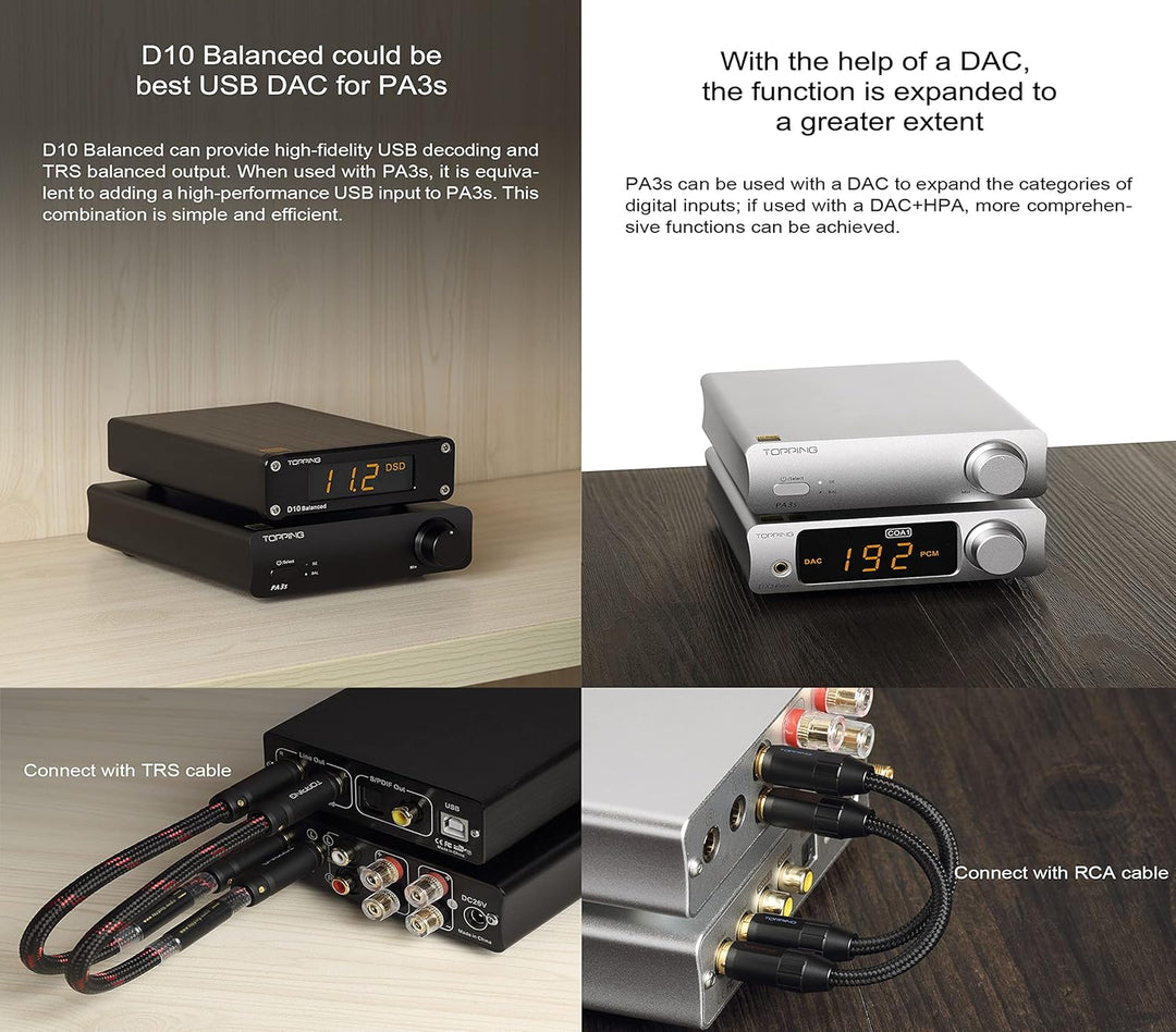 Topping PA3s Fully Balanced Amplifier MA12070 x 2 Verstärker RCA TRS Class D Amp 80 W x 2 Leistungsv