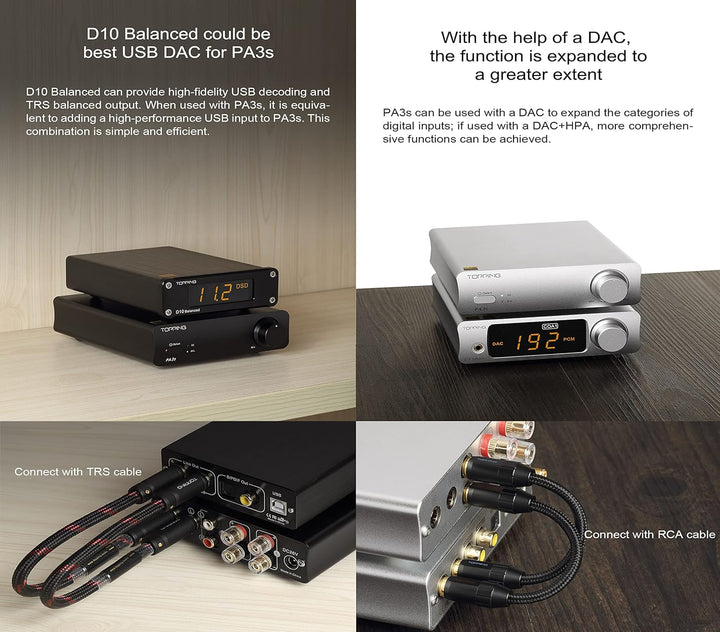 Topping PA3s Fully Balanced Amplifier MA12070 x 2 Verstärker RCA TRS Class D Amp 80 W x 2 Leistungsv