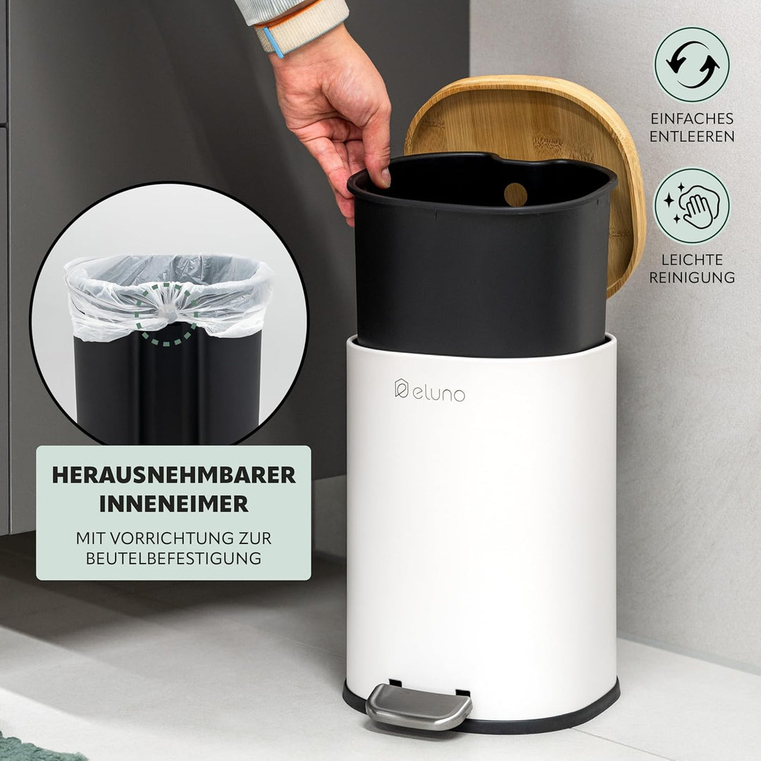 eluno Badezimmer Zubehör Set FRAMURA 2tlg. bestehend aus 1 Kosmetikeimer mit Soft-Close Deckel und 5