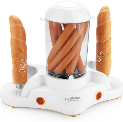 HYUNDAI Hot-Dog-Maker HDM 120 I 1-12 Würstchen I 1-6 Eier I Maiskolben kompatibel I 2 Ständer zum er