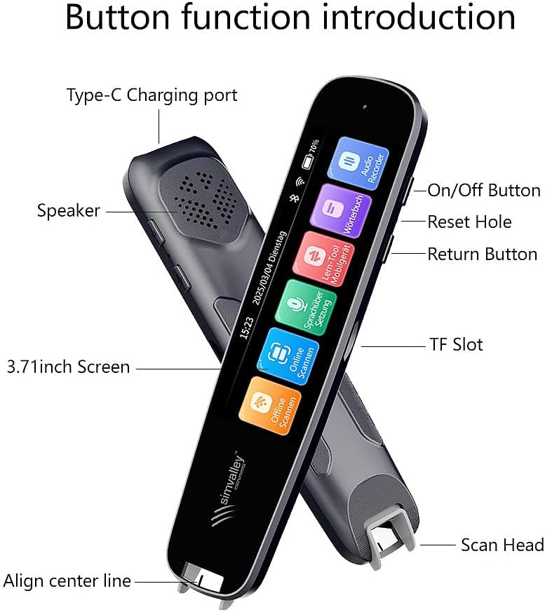 simvalley MOBILE Übersetzerstift: Übersetzer-Stift, 142 Online-Sprachen, Scan-Funktion, Touch-Displa