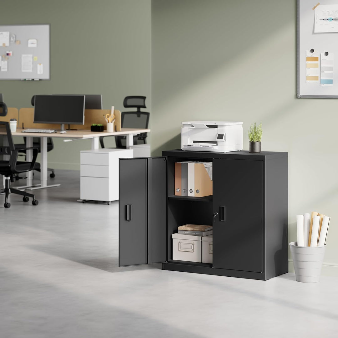 WOLTU Aktenschrank abschliessbar, Ordnerschrank mit höhenverstellbarem Einlegboden, Metallschrank mi