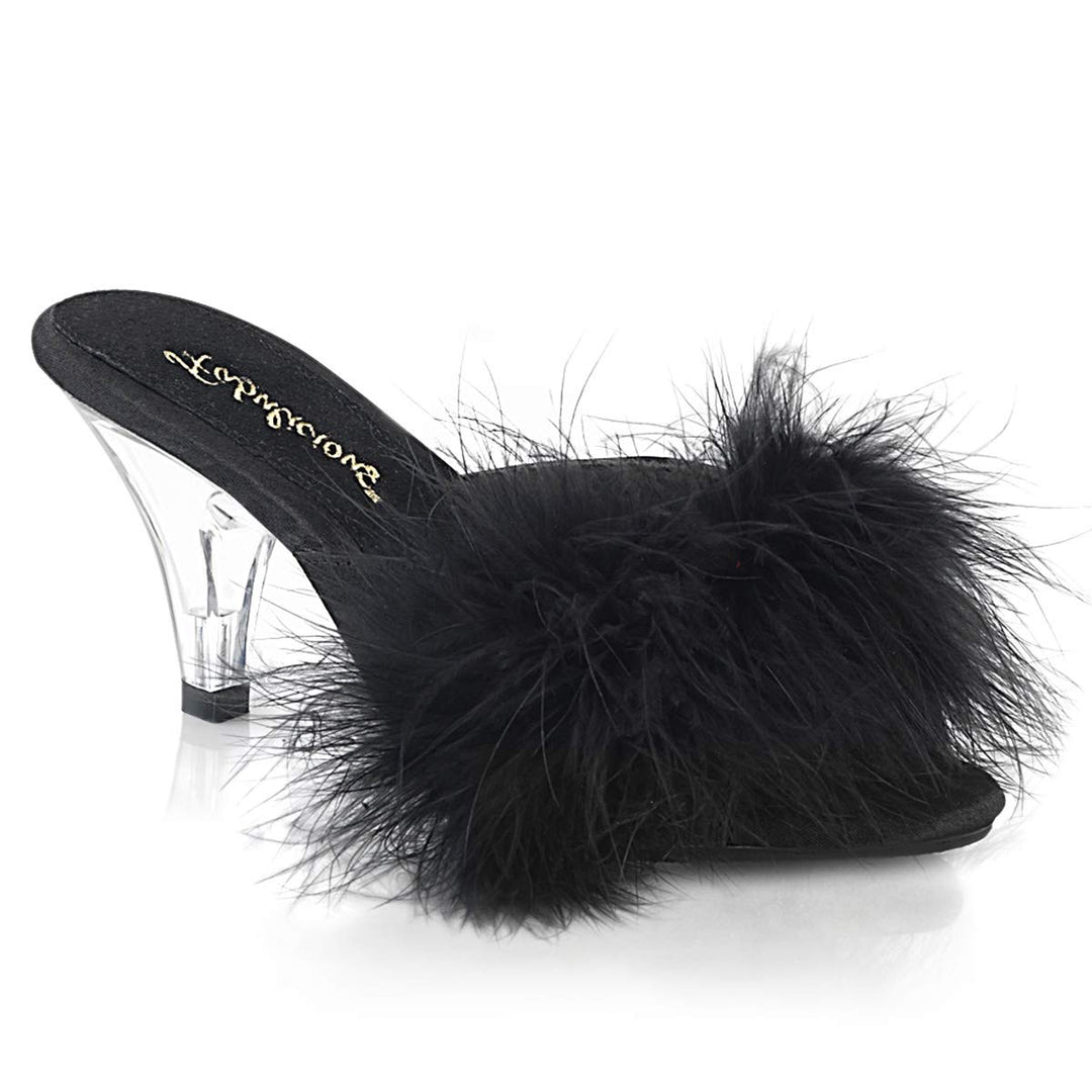 Fabulicious Mädchen BELLE-301F Offene Sandalen, Schwarz (Blk Satin-Fur/CLR), 35 EU