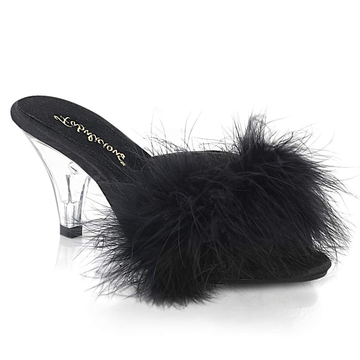 Fabulicious Mädchen BELLE-301F Offene Sandalen, Schwarz (Blk Satin-Fur/CLR), 35 EU