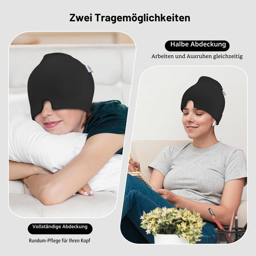 2 Stück Migräne Maske und Augenmaske Kühlend, Migräne Kühlmaske, Migraine Relief Cap, Kopfschmerzen