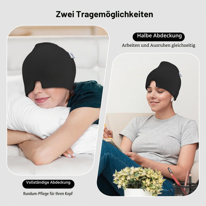 2 Stück Migräne Maske und Augenmaske Kühlend, Migräne Kühlmaske, Migraine Relief Cap, Kopfschmerzen